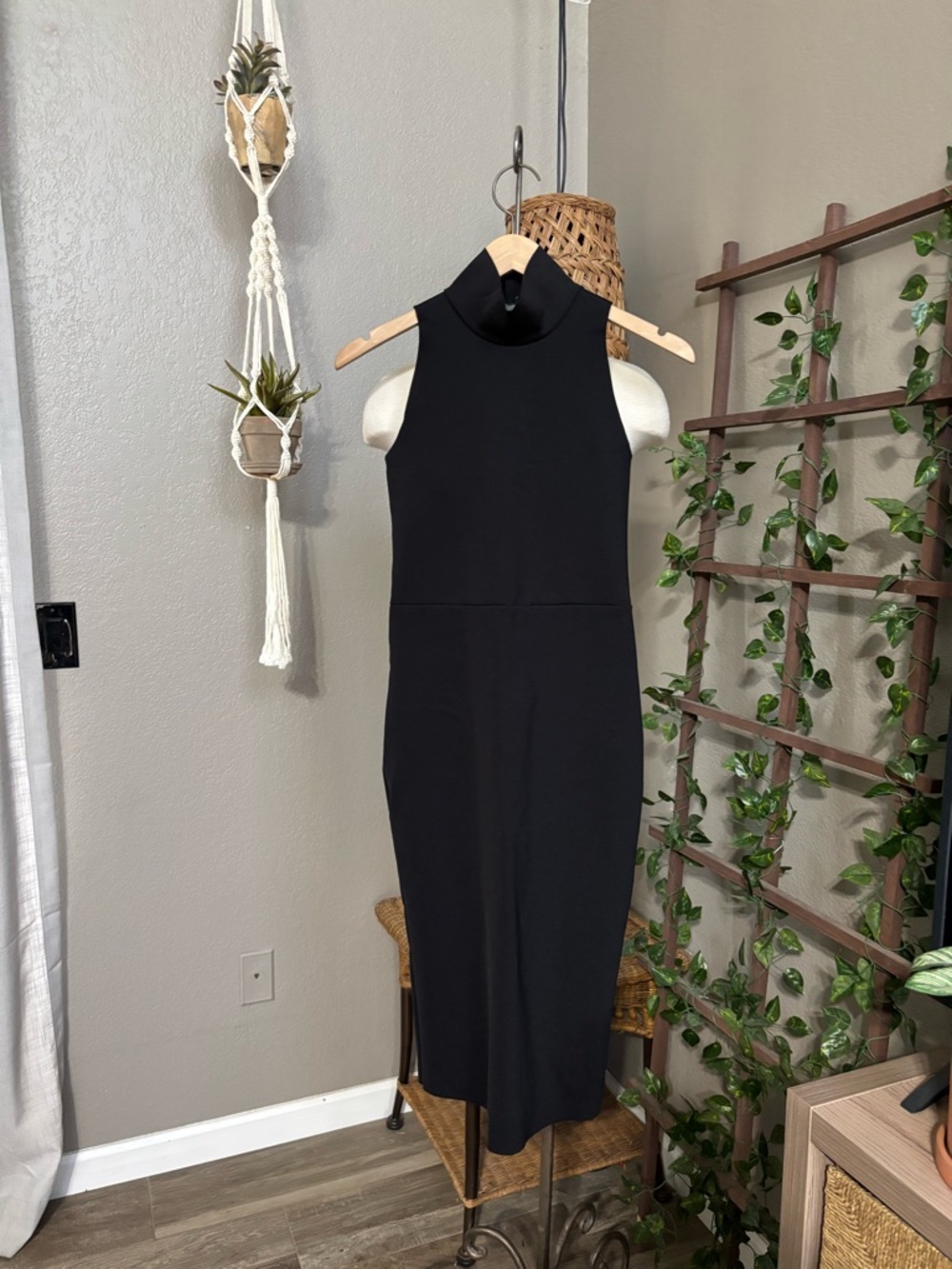 Commando Black Sleeveless Mock-Neck Midi Bodycon Dress - Picture 9 of 15